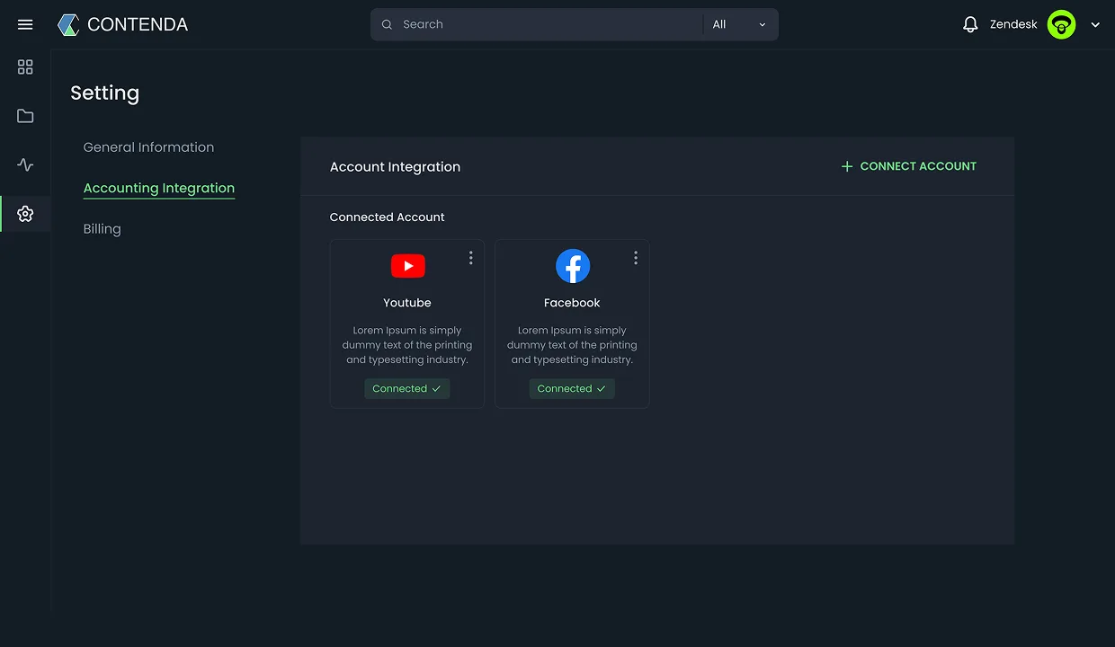 Contenda direct publishing integrations. YouTube, Facebook, Spotify, Twitter, Apple Podcasts, Google Podcasts, Buffer settings panel