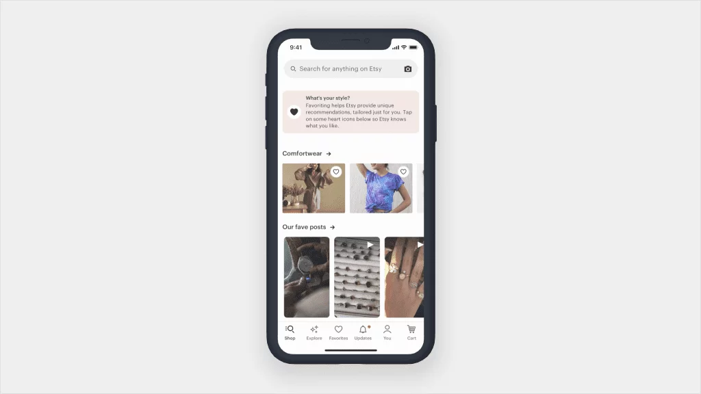 Etsy App Home